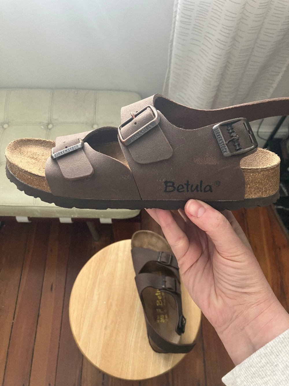 New NWOT Betula Birkenstock size EU 38 7/7.5 brown double strap Milano sandals